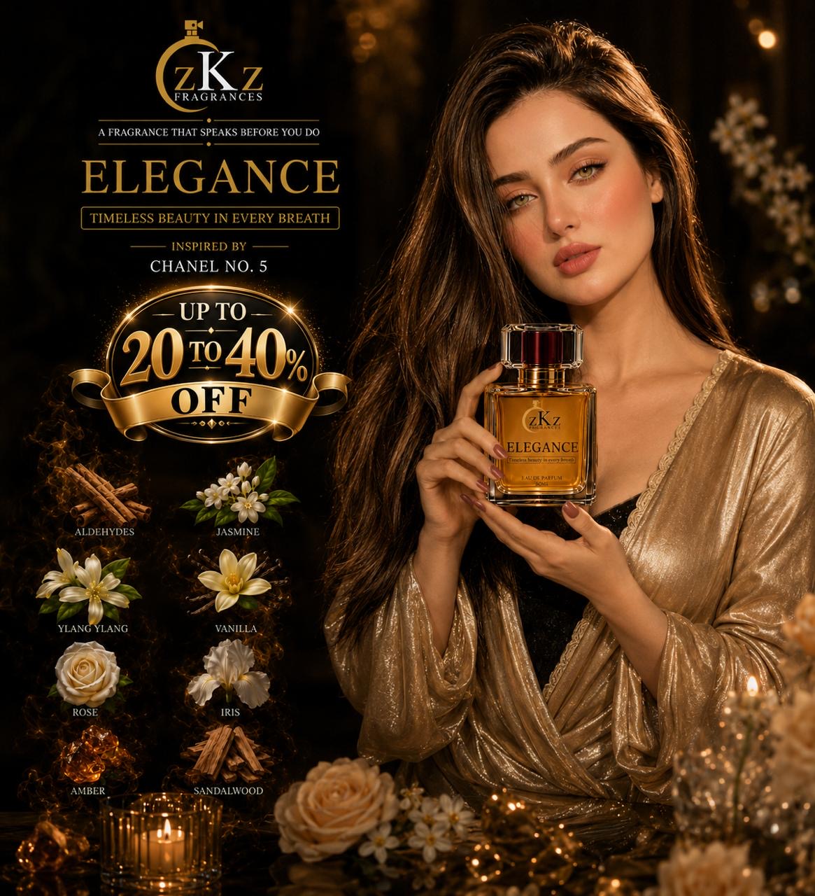 Elegance by zKz Fragrances – A Timeless Beauty in Every Breath | Floral Perfume for Women (50ml)