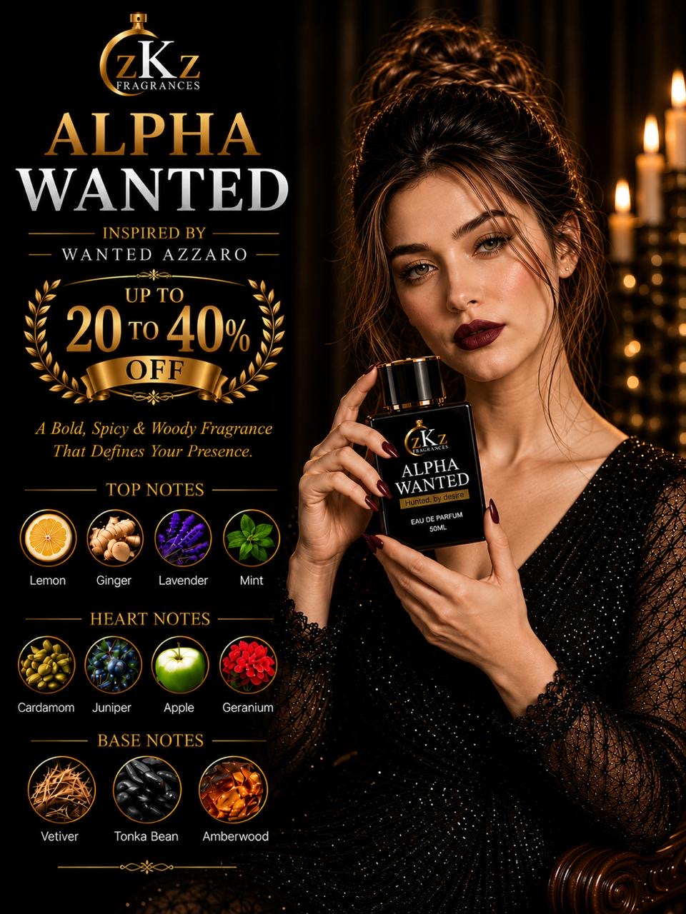 zKz Fragrances Alpha Wanted – Bold & Energetic Fragrance for Men