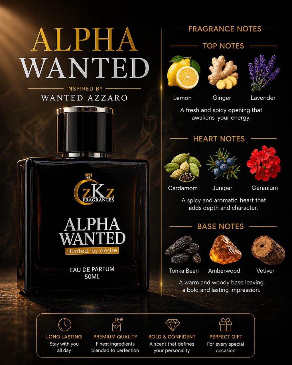 zKz Fragrances Alpha Wanted – Bold & Energetic Fragrance for Men